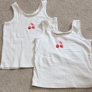 Cat & Jack Cherry Print White Kids Tank Top- size 6/7 NWOT